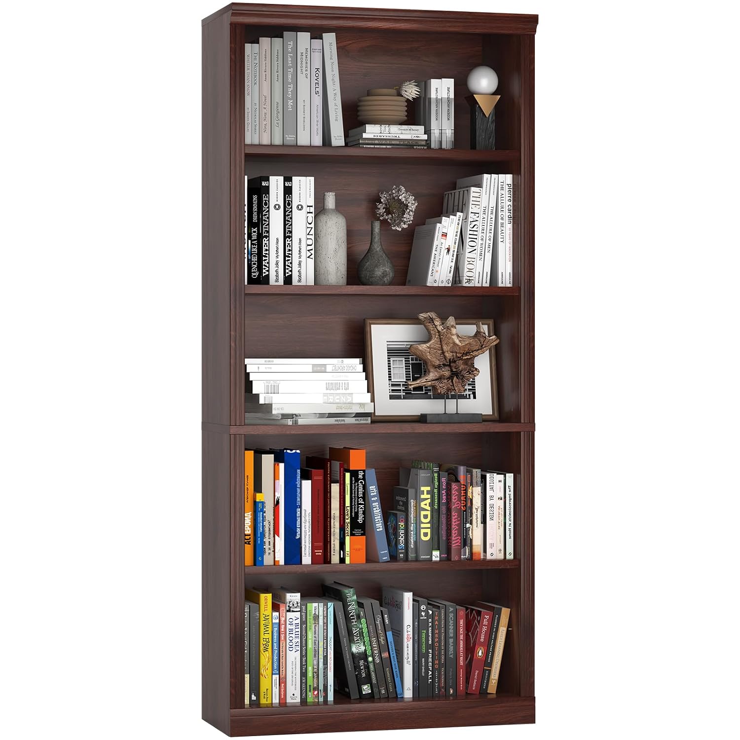 Office X Furniture - 5-laags houten boekenkast met open opbergplank,